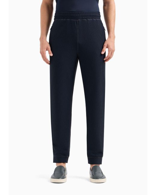 Giorgio Armani Blue Stretch Jersey Flat-front Trousers for men