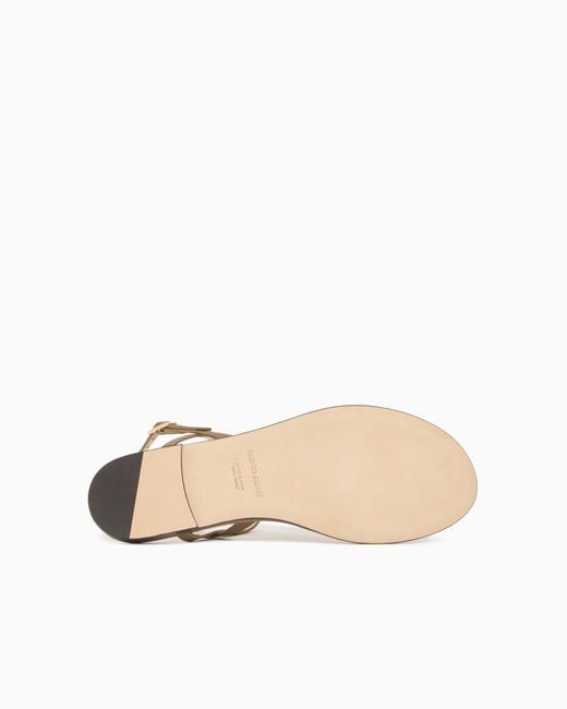 Giorgio Armani White Leather Flat Thong Sandals