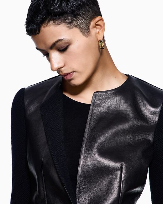 Giorgio Armani Black Single-Breasted, Nappa-Leather And Cashmere Jacket