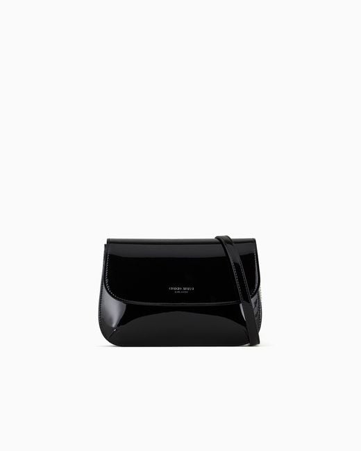 Giorgio Armani Black Patent Leather La Prima Mini Shoulder Bag