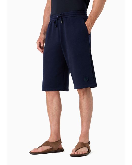 Giorgio Armani Blue Asv Cotton-blend Jersey-fleece Bermuda Shorts for men