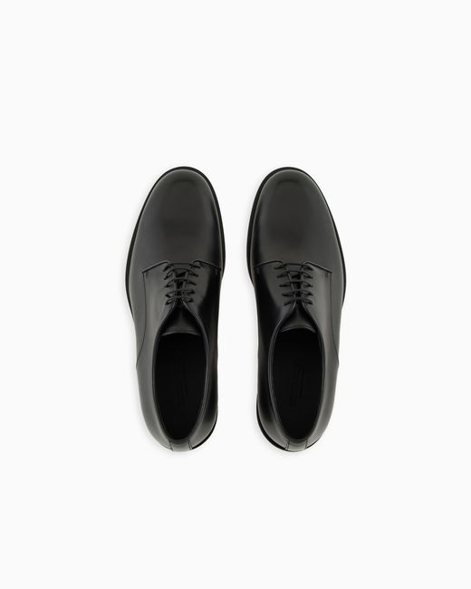 Giorgio Armani Black Leather Derby Shoes for men