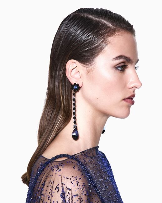 Giorgio Armani White Pendant Earrings With Crystals