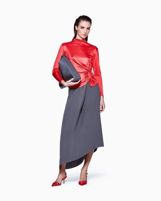Giorgio Armani Blue Asymmetrical Midi Skirt