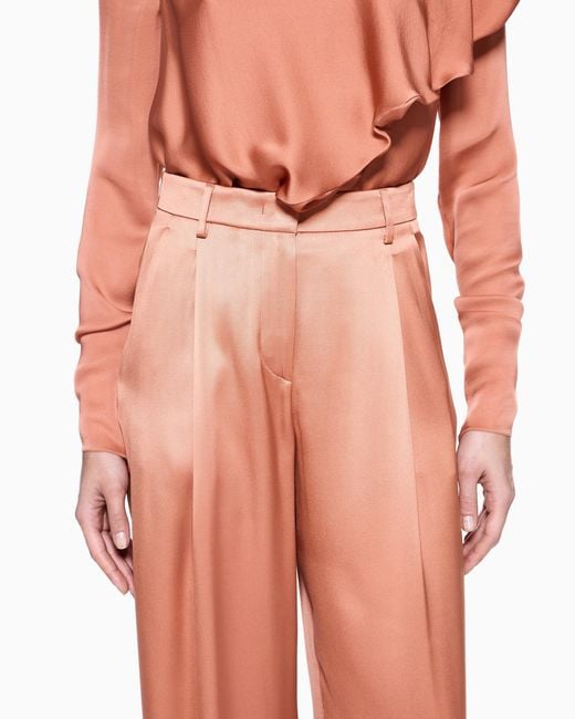 Giorgio Armani Pink Silk Double Satin Single-Pleat Trousers