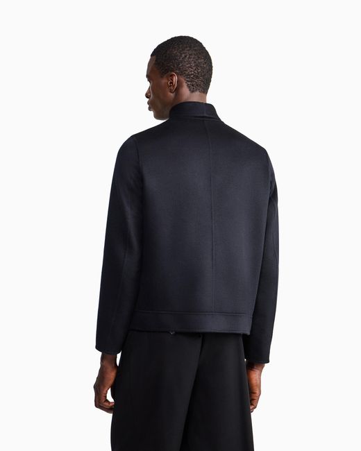 Giorgio Armani Black Wool Cashmere Blouson With Asymmetrical Zip Closure Icon for men