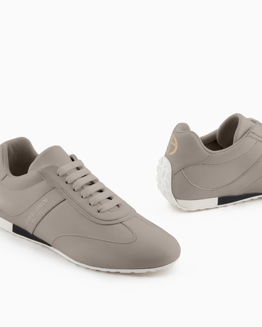Giorgio Armani White Nappa-Leather Sneakers