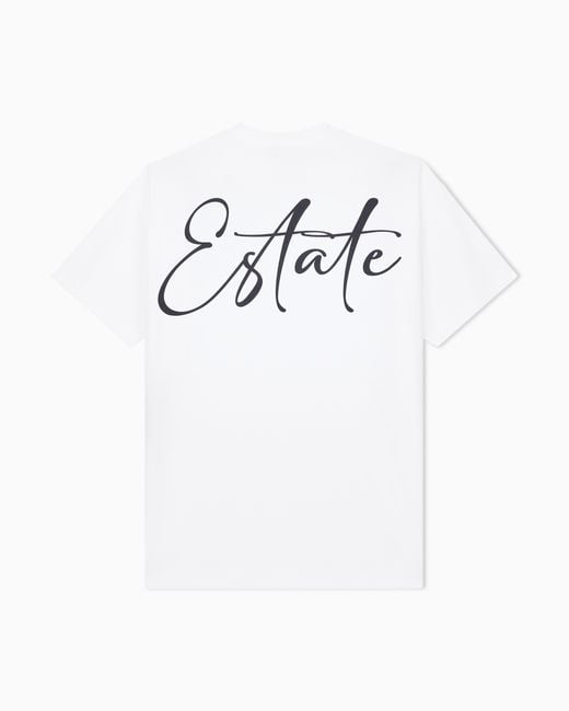 Giorgio Armani White Cotton Interlock Jersey T-Shirt With Print On The Back for men