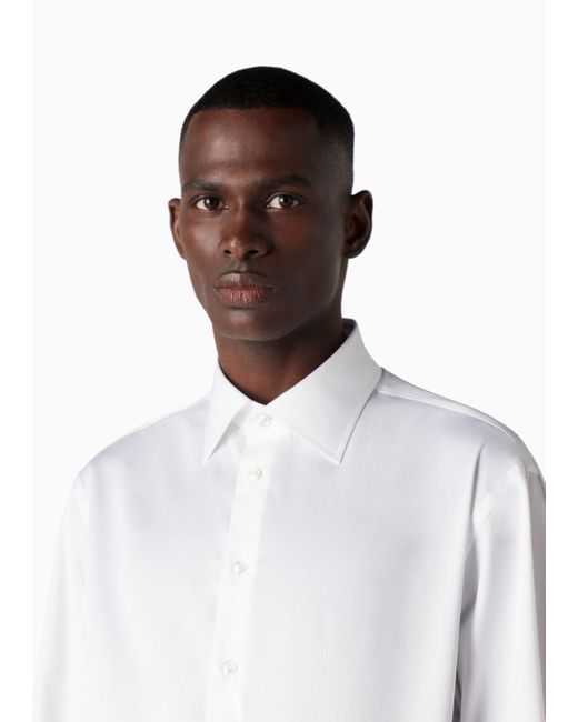 Giorgio Armani White Regular-fit Luxury Cotton Shirt for men