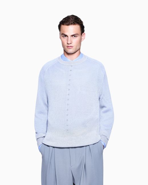 Giorgio Armani Blue Cashmere And Mohair Jumper for men