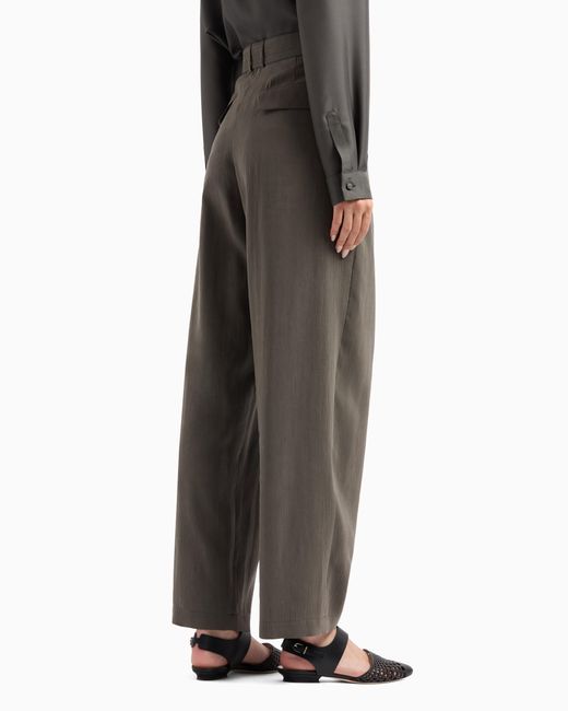 Pantalones Con Una Pinza De Seda Lavada Giorgio Armani de color Gray