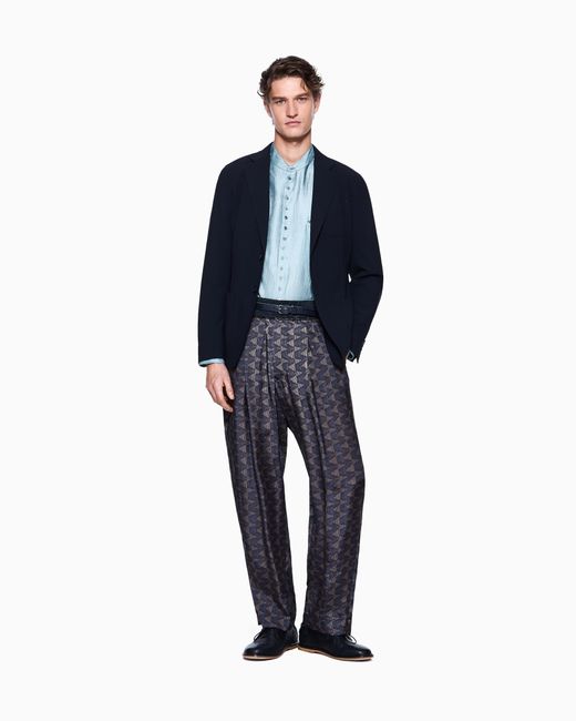 Giorgio Armani Blue Upton Line Single-Breasted Jacket for men
