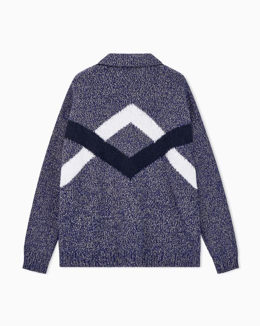 Giorgio Armani Blue Sweater Oversized Intarsia for men