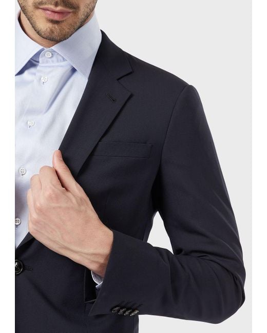 Giorgio Armani Black Single-breasted Soho Line Suit In Virgin Wool for men