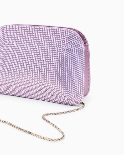 Giorgio Armani Purple La Prima Satin And Opal Rhinestone Clutch Bag