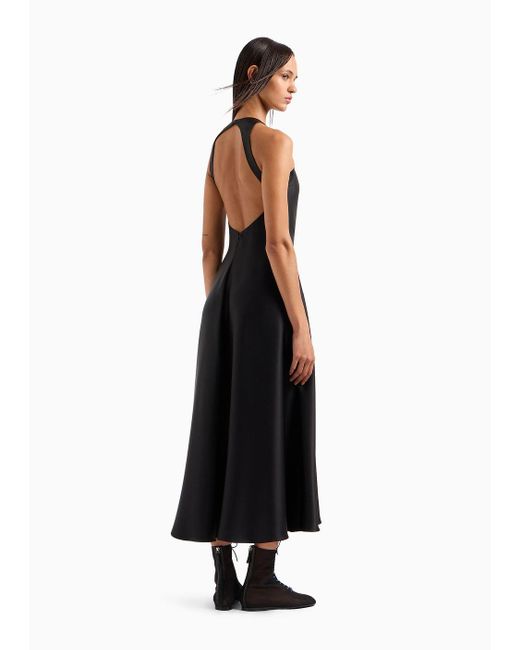 Giorgio Armani Black Double-faced Silk-satin Long Dress