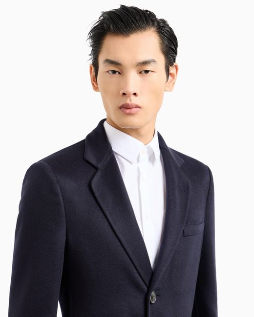 Giorgio Armani Mantel Aus Doppellagigem Kaschmirstoff in Blue für Herren