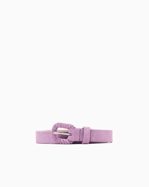 Giorgio Armani Pink Suede Belt With Buckle for men