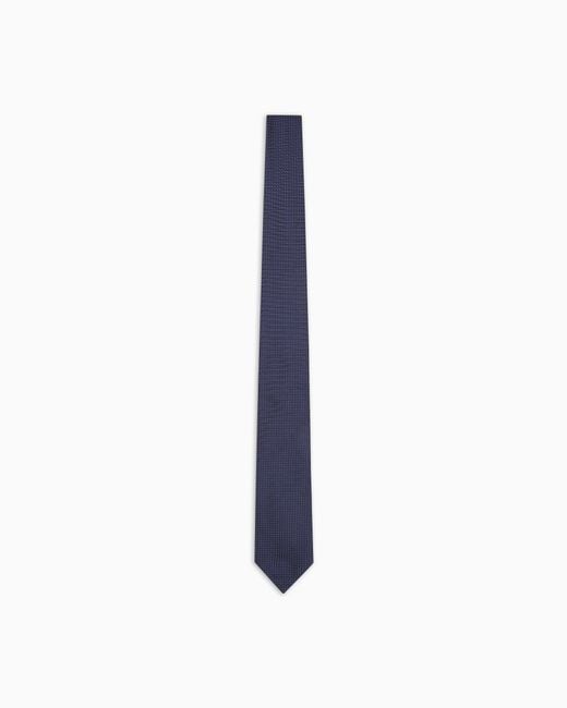 Giorgio Armani Blue Pure Silk Tie With Micro Polka-Dot Jacquard for men
