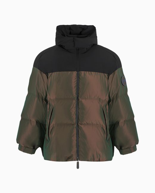 Giorgio Armani Neve Daunenjacke Mit Kapuze, Gefertigt Aus Schillerndem Stoff in Brown für Herren