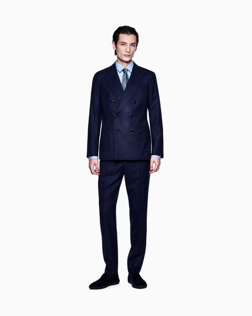 Giorgio Armani Blue Slim-Fit Mélange Cotton-Blend Jersey Shirt for men