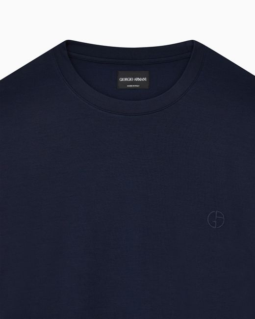 Giorgio Armani Blue Stretch-Jersey Loungewear Long-Sleeved T-Shirt for men