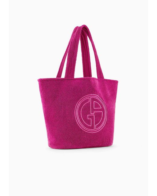 Giorgio Armani Pink Cotton Terry Beach Bag