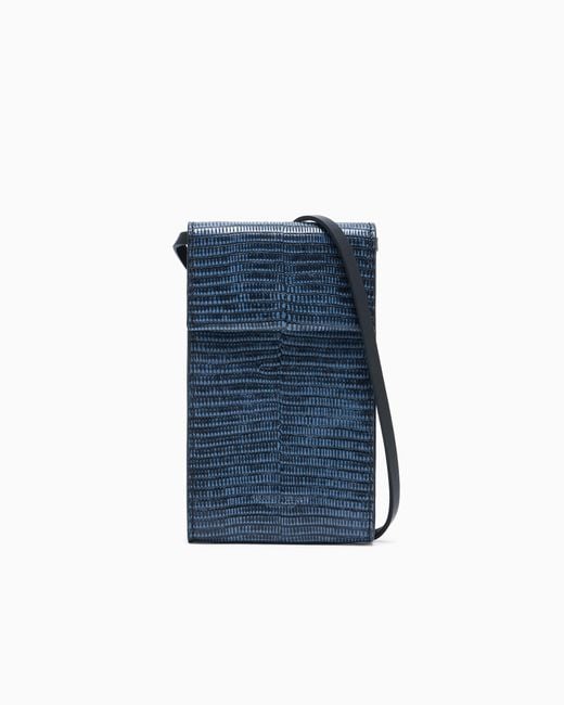 Giorgio Armani Blue Printed Leather Mobile Phone Case for men