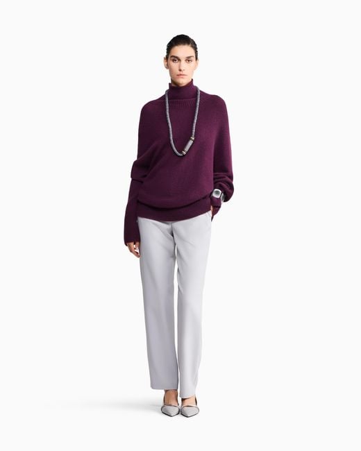 Giorgio Armani Purple Oversized Turtleneck Sweater