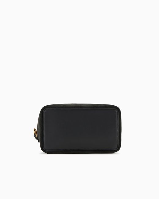 Giorgio Armani Black Suede Zipped Washbag for men
