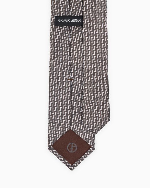 Giorgio Armani White Printed Silk Tie for men