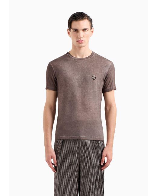 Camiseta En Punto De Mezcla De Modal Con Cuello Redondo Giorgio Armani de hombre de color Brown