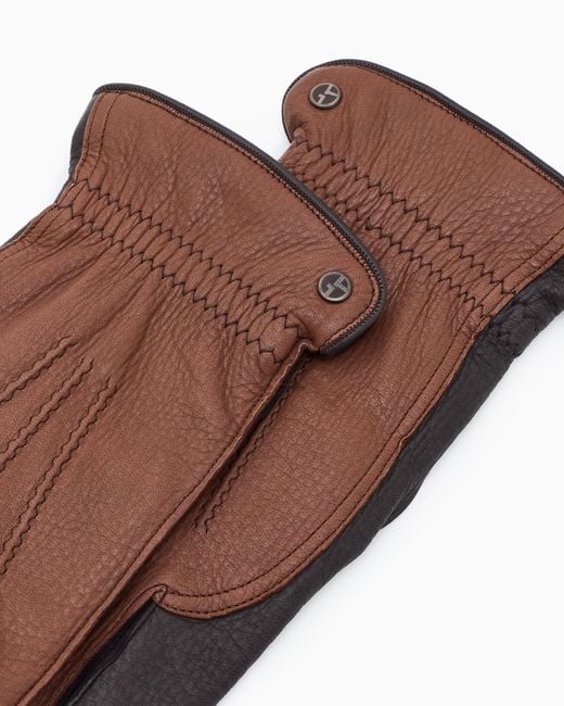 Guantes De Piel De Ciervo Giorgio Armani de hombre de color White