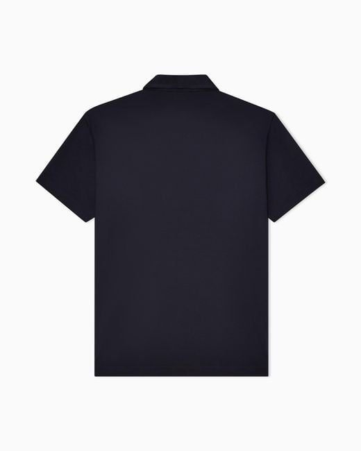 Giorgio Armani Blue Silk And Cotton-Mélange Jersey Polo Shirt for men