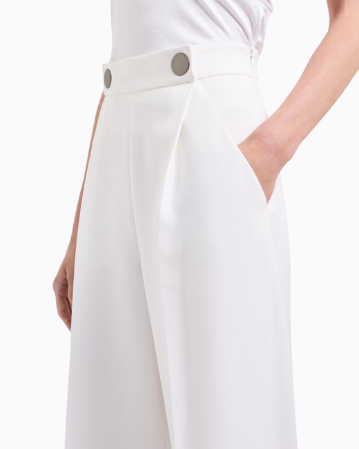 Pantalones De Una Pinza De Cady De Crepé De Seda Giorgio Armani de color White