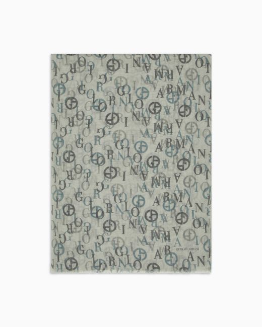 Giorgio Armani Gray Printed Cashmere And Modal Stole for men
