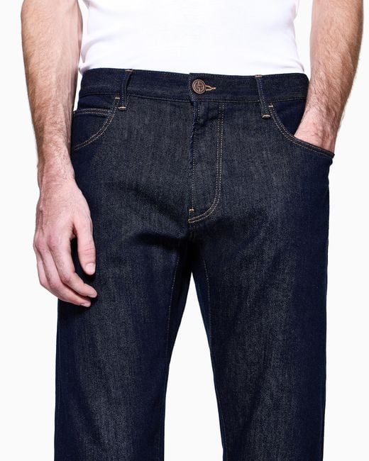 Giorgio Armani Blue Five-Pocket, Regular Fit, Stretch Cotton-Denim Trousers for men