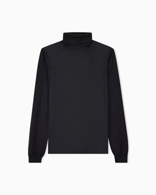 Giorgio Armani Black Cashmere Mock-Neck Jumper for men