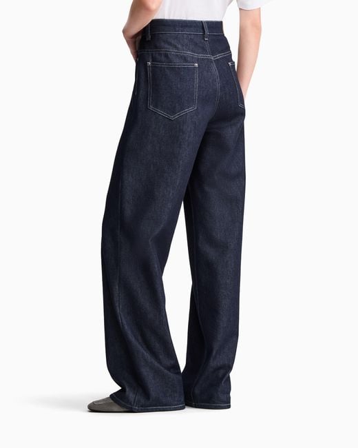 Giorgio Armani Blue Trouser Regular Fit 5 Pocket Cotton And Virgin Wool Denim