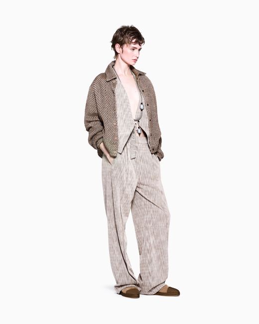 Giorgio Armani Brown Woven Lambskin Suede Blouson