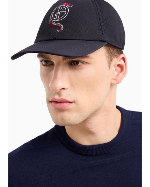 Giorgio Armani Blue Baseball Cap With Embroidered Logo for men