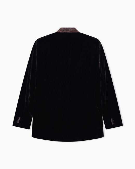 Giorgio Armani Black Blazer Giorgio's Smoking Upton Regular Viscose Velvet for men