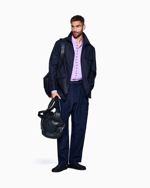 Giorgio Armani Blue Silk-Blend Twill Jacket for men