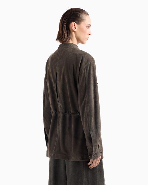 Giorgio Armani Brown Suede Oversized Pea Coat