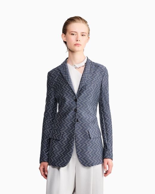 Giorgio Armani Blue Blazer Jackets Single-Breasted Chevron