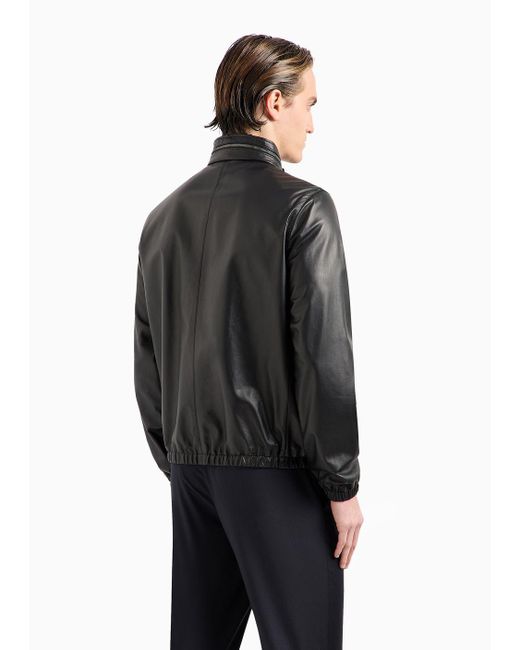 Giorgio Armani Gray Nappa Leather Blouson With Zip for men