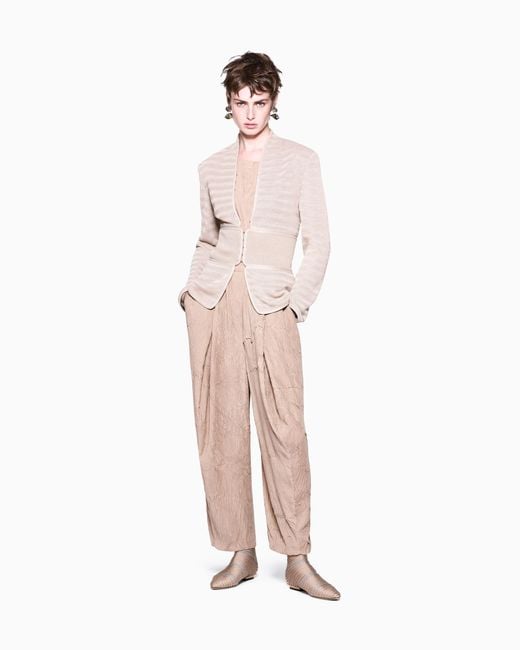 Giorgio Armani Natural Micro-Pleated Trousers