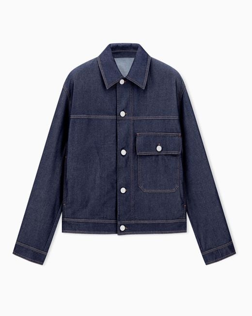 Giorgio Armani Blue Cotton And Silk Denim Blouson Denim Collection for men