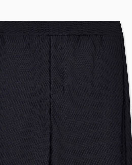 Giorgio Armani Blue Technical Waffle Flat-Front Trousers for men