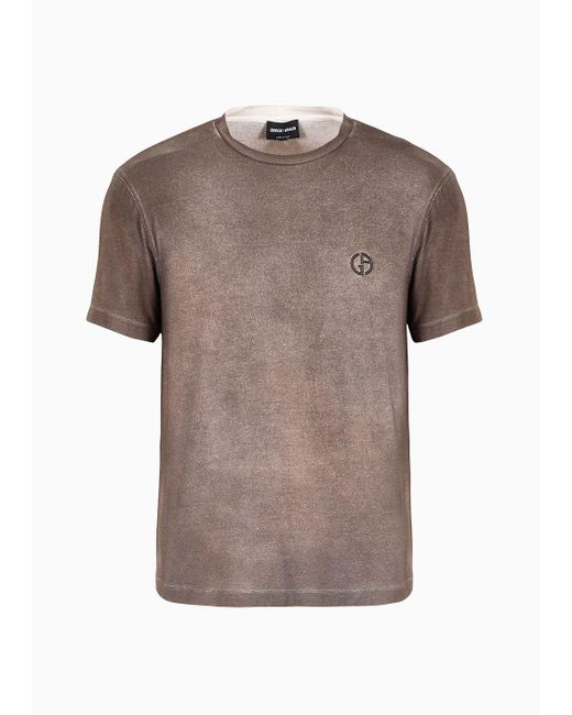 T-shirt Girocollo In Jersey Di Misto Modal di Giorgio Armani in Brown da Uomo